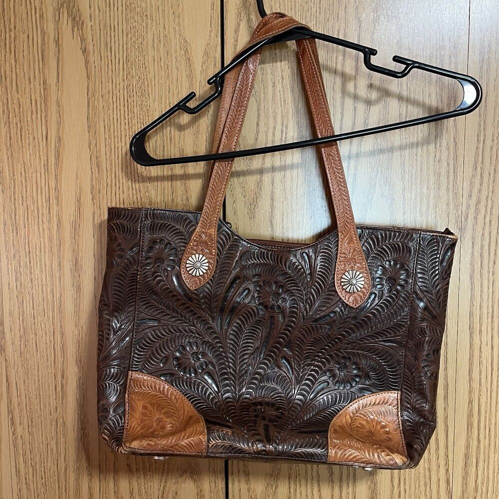 American West Annie’s Secret Leather Conceal Carry Zip Top Tote Bag